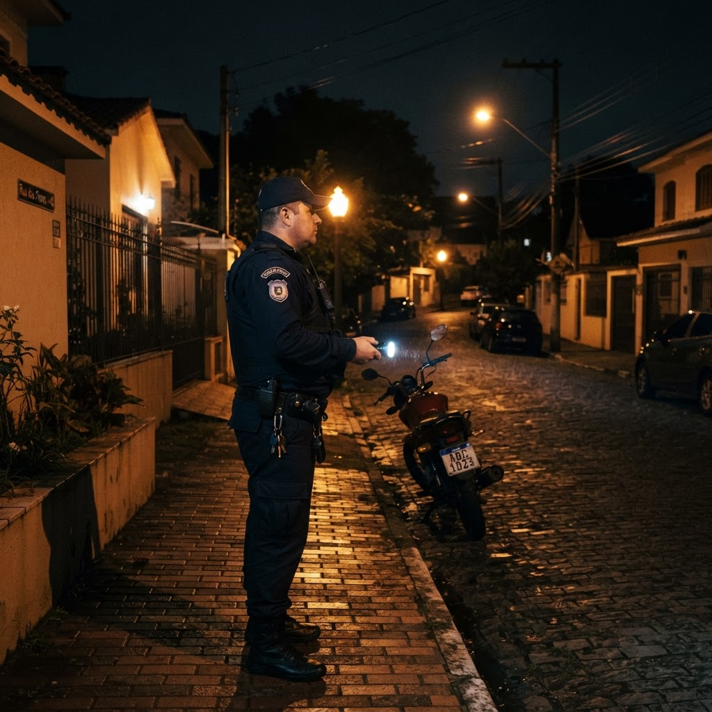 Vigilante em ronda noturna